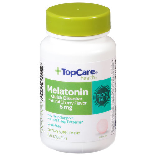 TopCare Melatonin, Natural Cherry Flavor, Quick Dissolve, 5 mg, Tablets