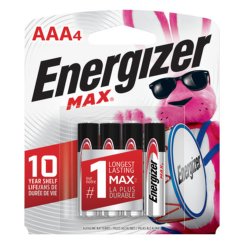 1.5 V. Our No.1 longest lasting. Protects your devices from leakage of fully used batteries up to 2 years. 10 year shelf life. www.energizer.com. www.energizer.ca. Also Try: Energizer Ultimate Lithium. The world's no.1 longest lasting AA battery. Made in USA.
