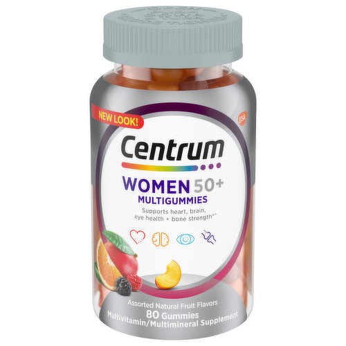 Centrum Multigummies, Women, 50+, Gummies, Assorted Natural Fruit Flavors