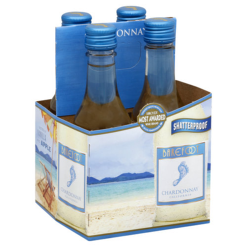 Shatter proof. Barefoot: Most awarded wine brand. Consistent quality, proven value in US competitions. Notes of vanilla and apple. Take it with you! Beach. Hiking. Pool. Sailing. Backyard BBQ. Picnic. 100% BPA free. 100% recycled fiber.