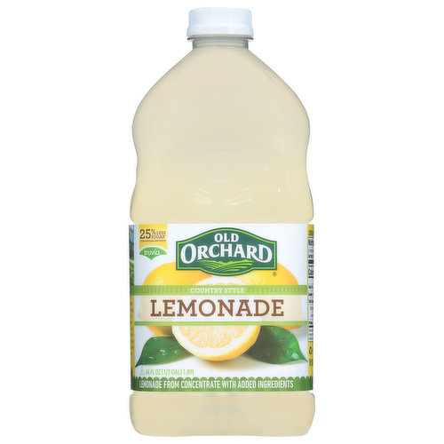 Truvia. The taste of summer all year long: Grab a cool breeze and the refreshingly sweet taste of old orchard. Every glass of country style lemonade is packed with delicious flavor and with only 90 tiny calories per serving, it's pitcher perfect. Enjoy! Pasteurized.