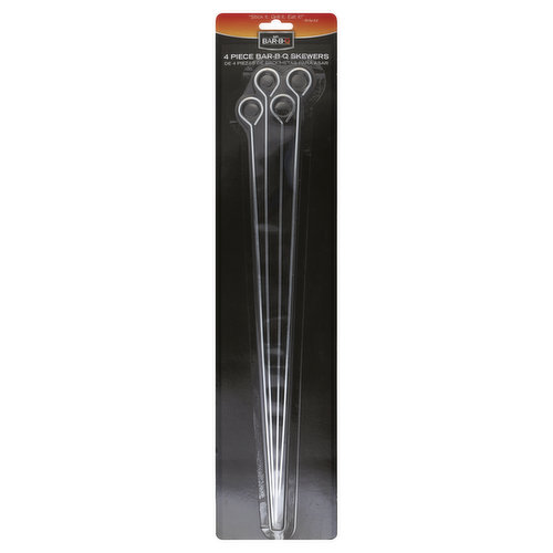 Heavy duty chrome plated steel. Stick it. Grill it. Eat it! - Mr Bar-B-Q. Ideal for kabobs, meats & marshmallows. Easy to clean. MrBarBQ.com. Made in China.