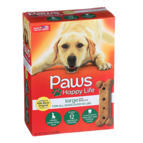 Paws Happy Life Meaty Taste Large Dog Biscuits For All Dogs Over 50 Lbs