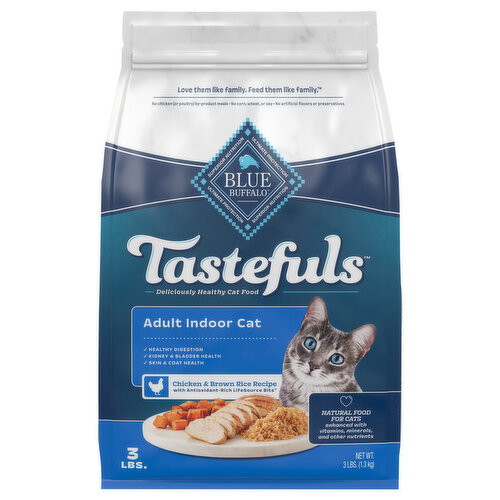 Blue Buffalo Food for Cats, Natural, Chicken & Brown Rice Recipe, Adult Indoor Cat