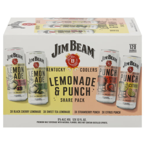 Jim Beam Beer, Kentucky Coolers, Lemonade & Punch, Share Pack