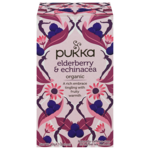 Pukka Herbal Tea, Organic, Elderberry & Echinacea, Sachets