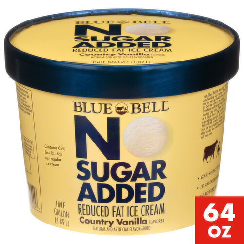 Blue Bell Ice Cream, No Sugar Added, Country Vanilla