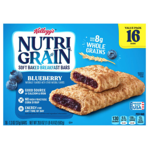 Nutri Grain Breakfast Bars, Soft Baked, Blueberry, Value Pack