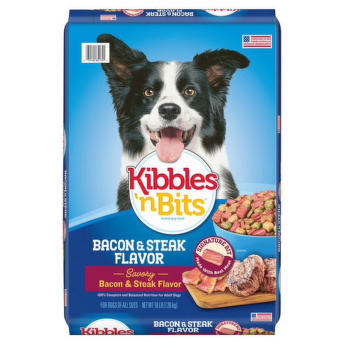 Kibbles 'n Bits Dog Food, Bacon & Steak Flavor, Savory