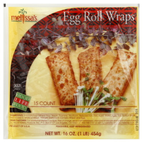 Nasoya Refrigerated Plant-Based Egg Roll Wraps, 16 oz 