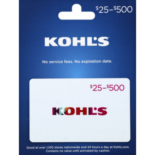Kohl's Gift Card, $25 to $500