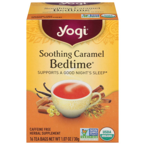 Yogi Herbal Tea, Bedtime, Soothing Caramel, Caffeine Free, Tea Bags
