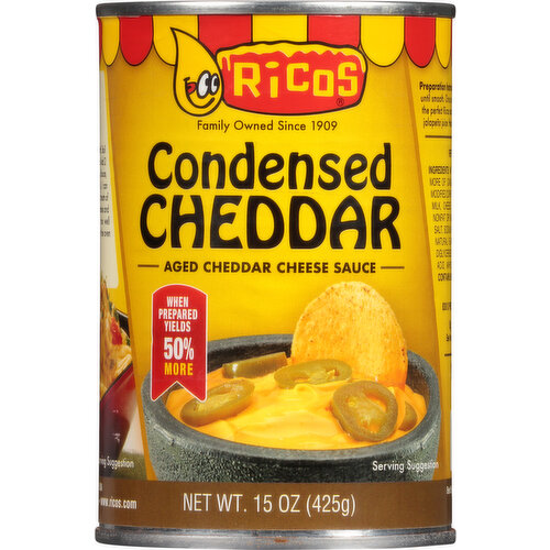 Ricos Cheese Sauce, Condensed Cheddar, Aged