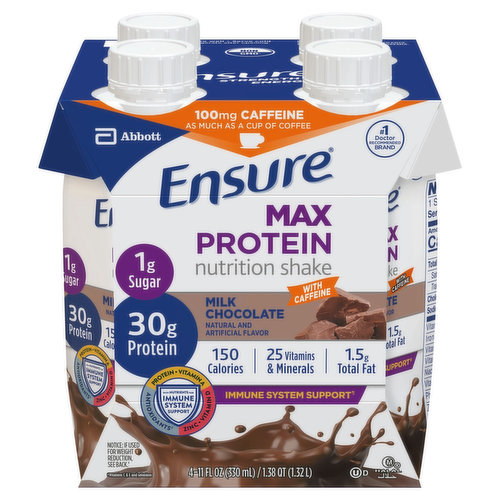 No. 1 doctor recommended brand. With caffeine. Satisfy hunger with 30 g of protein. Protein Helps: Keep muscles strong; Create a feeling of fullness; Repair and maintain body tissue. Suitable for lactose intolerance. Not for people with galactosemia.