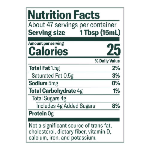 caramel nutrition label