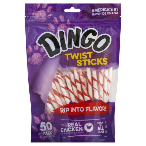 Dingo Snack for All Dogs, Twist Sticks, 50 Pack