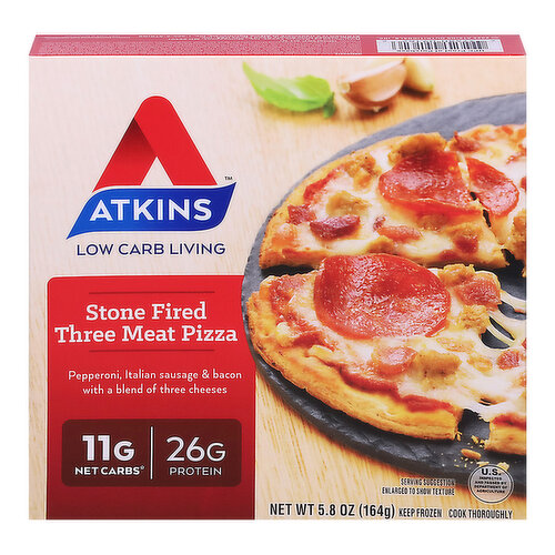 Atkins Pizza, Three Meat, Stone Fired