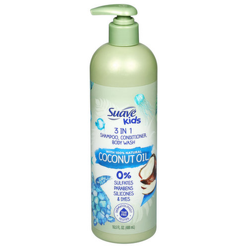 Suave Kids Shampoo, Conditioner, Body Wash, Coconut Oil, 3 in 1