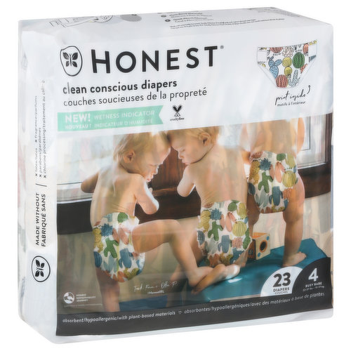 Honest Diapers, Cactus Cuties, Busy Babe, Size 4 (22-37 lbs)