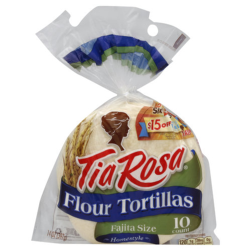 Tia Rosa Tortillas, Flour, Fajita Size