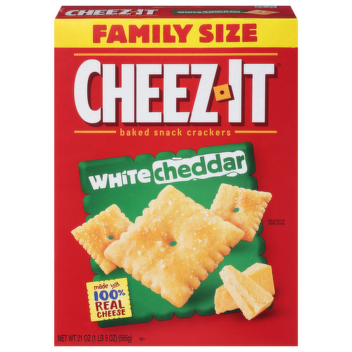 Cheez-It Baked Snack Crackers, White Cheddar, Family Size