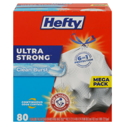 Hefty Ultra Strong Tall Kitchen Drawstring Trash Bags, Lavender & Sweet  Vanilla, 13 Gallon, 40 Count