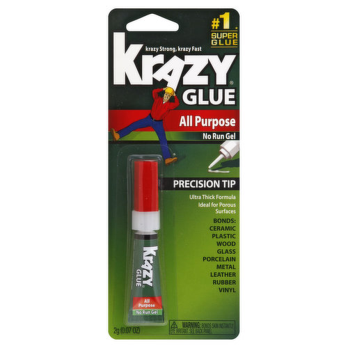 Krazy Glue Super Glue, All Purpose, No Run Gel, Precision Tip - 0.07 oz