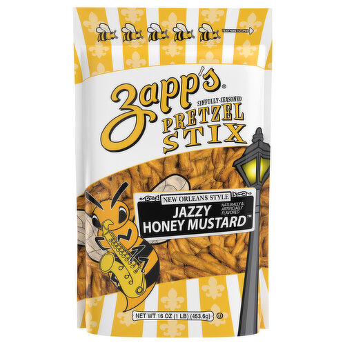 Zapp's Pretzel Stix, Jazzy Honey Mustard, New Orleans Style, Sinfully-Seasoned