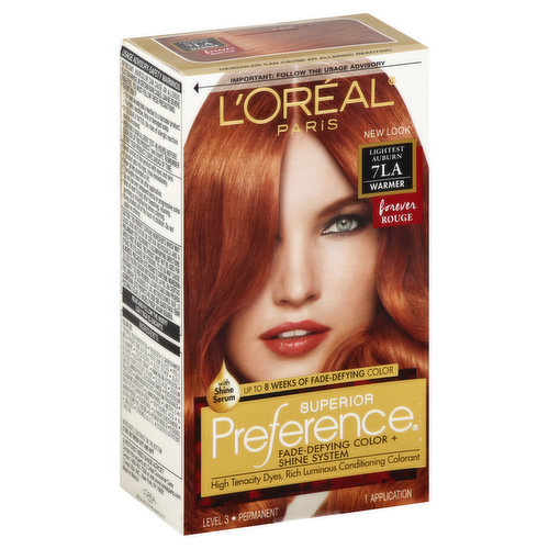 Loreal Paris Superior Hair Color 7LA LIGHTEST AUBURN Level 3 Forever Rouge