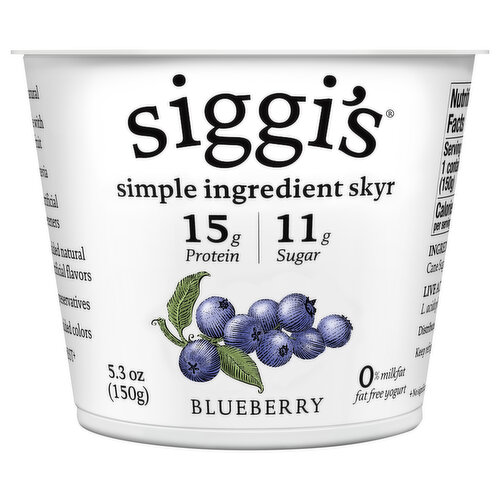 Siggi's Yogurt, Nonfat, Blueberry