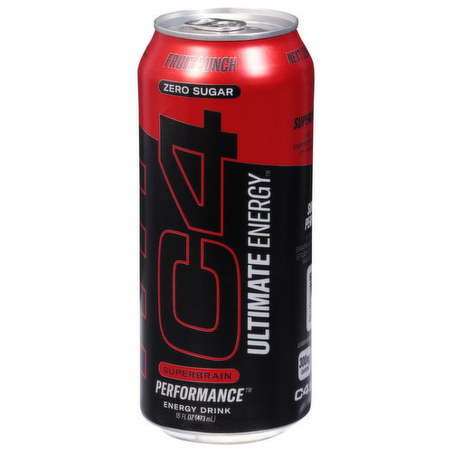 C4 Energy Drink, Zero Sugar, Perfomance, Fruit Punch - Brookshire's