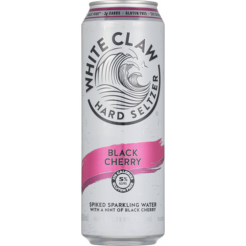 Spiked sparkling water with a hint of black cherry. Made pure. Please drink responsibly. Crafted using our unique Brewpure process and only the finest flavors to deliver a surge of pure refreshment and a hard seltzer like no other. White Claw Hard Seltzer. All aluminum. Please recycle.
