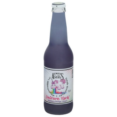 Avery's Soda, Raspberry Orange Cream, Unicorn Yack