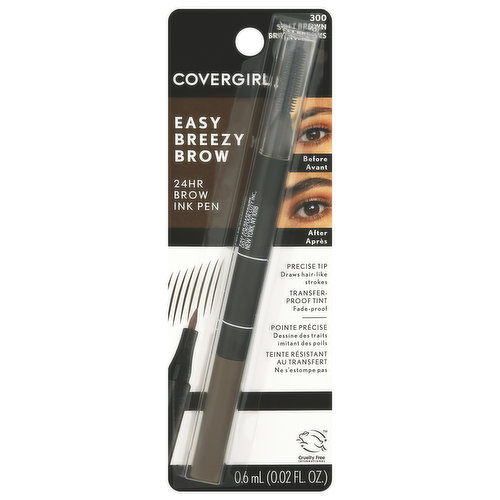 CoverGirl Brow Ink Pen, 24Hr, Easy Breezy Brow, Soft Brown 300