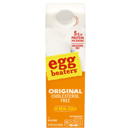 Real egg product. Made with egg whites and has the vitamins & minerals of a shell egg. Made from farm fresh eggs. This carton is equivalent to 18 large eggs. Pasteurized.