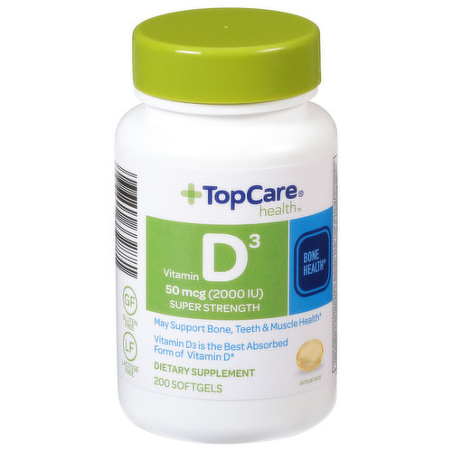 TopCare Vitamin D3, Super Strength, 50 mcg, Softgels