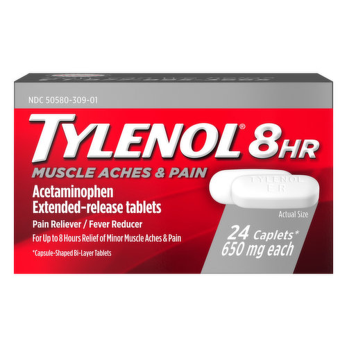 Tylenol Muscle Aches & Pain, 650 mg, Caplets, 8 HR