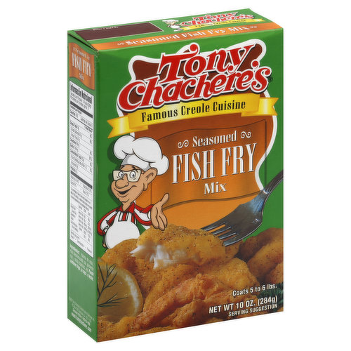 Famous Creole Cuisine. Coats 5 to 6 lbs. First Inductee - Louisiana Chefs' Hall of Fame. South Louisiana cooking legend Tony Chachere make it easy to enjoy authentic Creole dinners at home. We guarantee the entire family will enjoy this delicious mouthwatering meal. Tony Chachere's makes everything taste great! For more information about our company, great recipes, and a full list of products, visit us on the web. www.tonychachere.com. Facebook.com/tonychacheres. Twitter.com/tonychacheres. Consumer Hotline: 1-800-551-9066. www.tonychachere.com. Please recycle. Made in the USA.