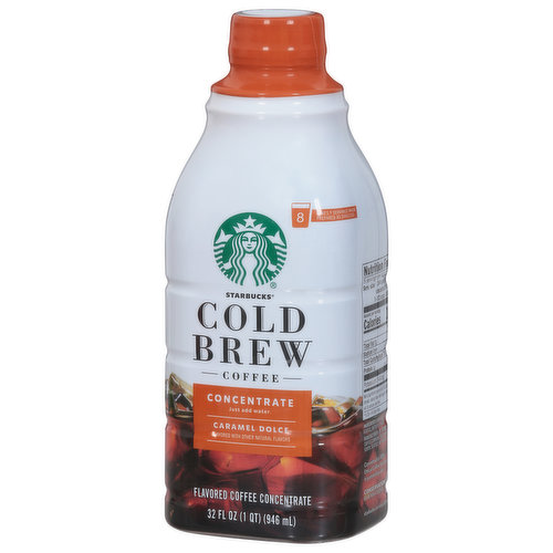 Starbucks Coffee Concentrate, Medium Roast, Cold Brew, Caramel Dolce 32 Fl  Oz, Instant