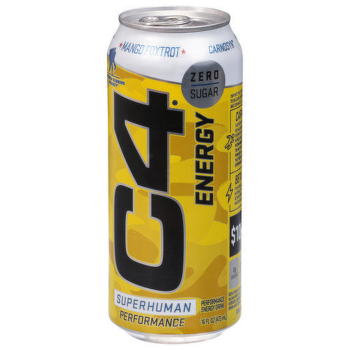 C4 Energy Drink, Performance, Zero Sugar, Mango Foxtrot - Brookshire's