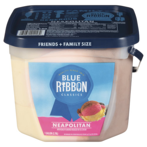 Blue Ribbon Ice Cream, Reduced Fat, Neapolitan, Friends + Family Size