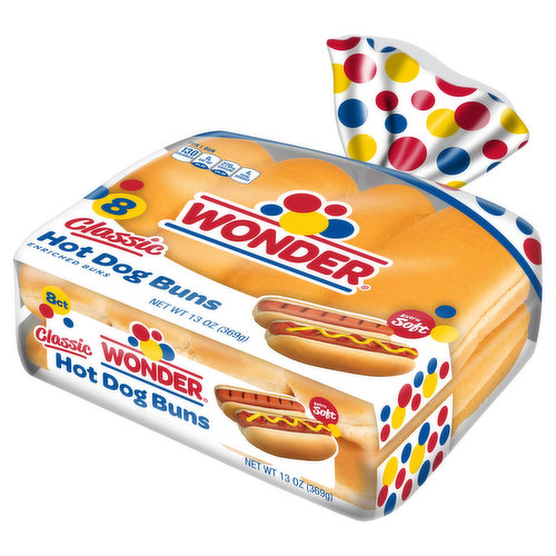 Wonder Bread Classic Extra Soft White Bread Hamburger Buns, 15 oz, 8 Count  