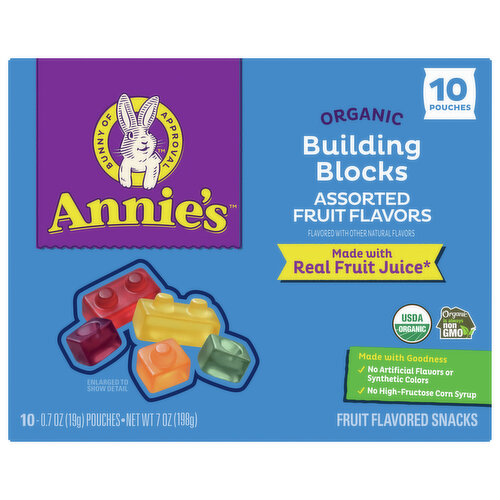 Annie's Fruit Flavored Snacks, Organic, Assorted Fruit Flavors, Building Blocks