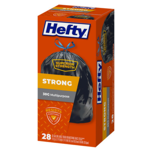 Hefty Strong Multipurpose 30 gal Large Trash Drawstring Bags (28