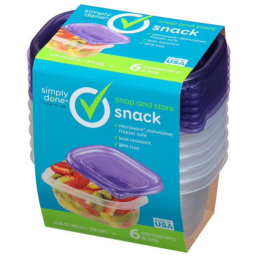 Simply Done Containers & Lids, Snack, 9.5 Ounce