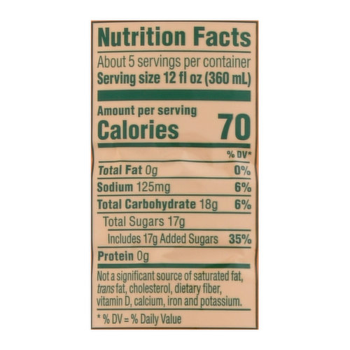 lipton ice tea nutrition label