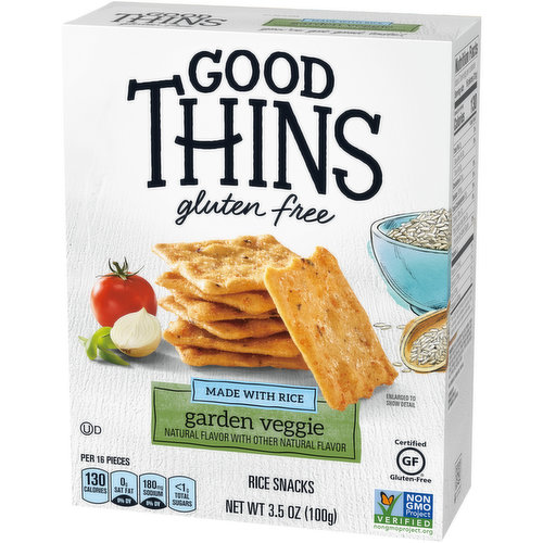 Diet info for Good Thins Garden Veggie Rice Snacks Gluten Free Crackers,  3.5 oz - Spoonful