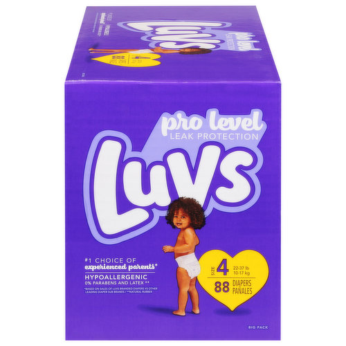 Luvs Diapers, Pro Level Leak Protection, Size 4 (22-37 lb), Big Pack -  Brookshire's