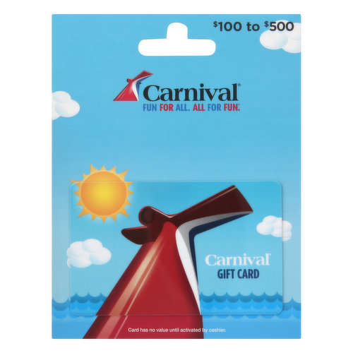 Carnival Gift Card, $100 to $500