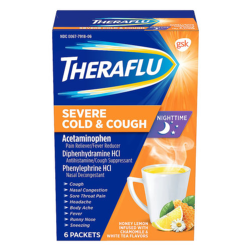 Theraflu Severe Cold & Cough, Nighttime, Honey Lemon Infused